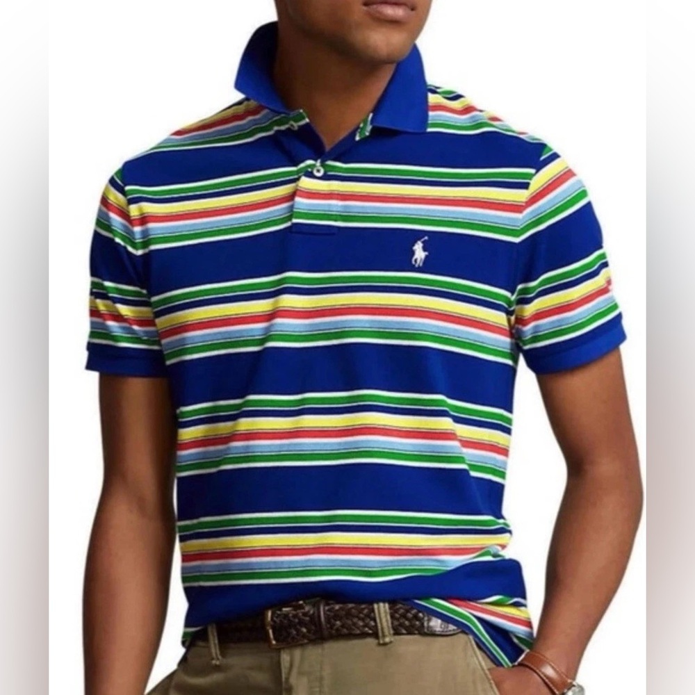Polo Ralph Lauren Men’s Classic Fit Striped Mesh Polo Shirt Multicolor Sz XL NWT